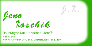 jeno koschik business card